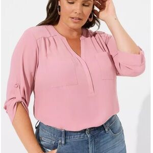 Torrid Harper Georgette 3/4 Sleeve Blouse